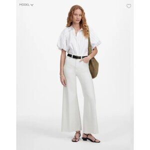 Madewell $138 Women's Flared Wide-Leg Crop Jeans Pure White Size 28